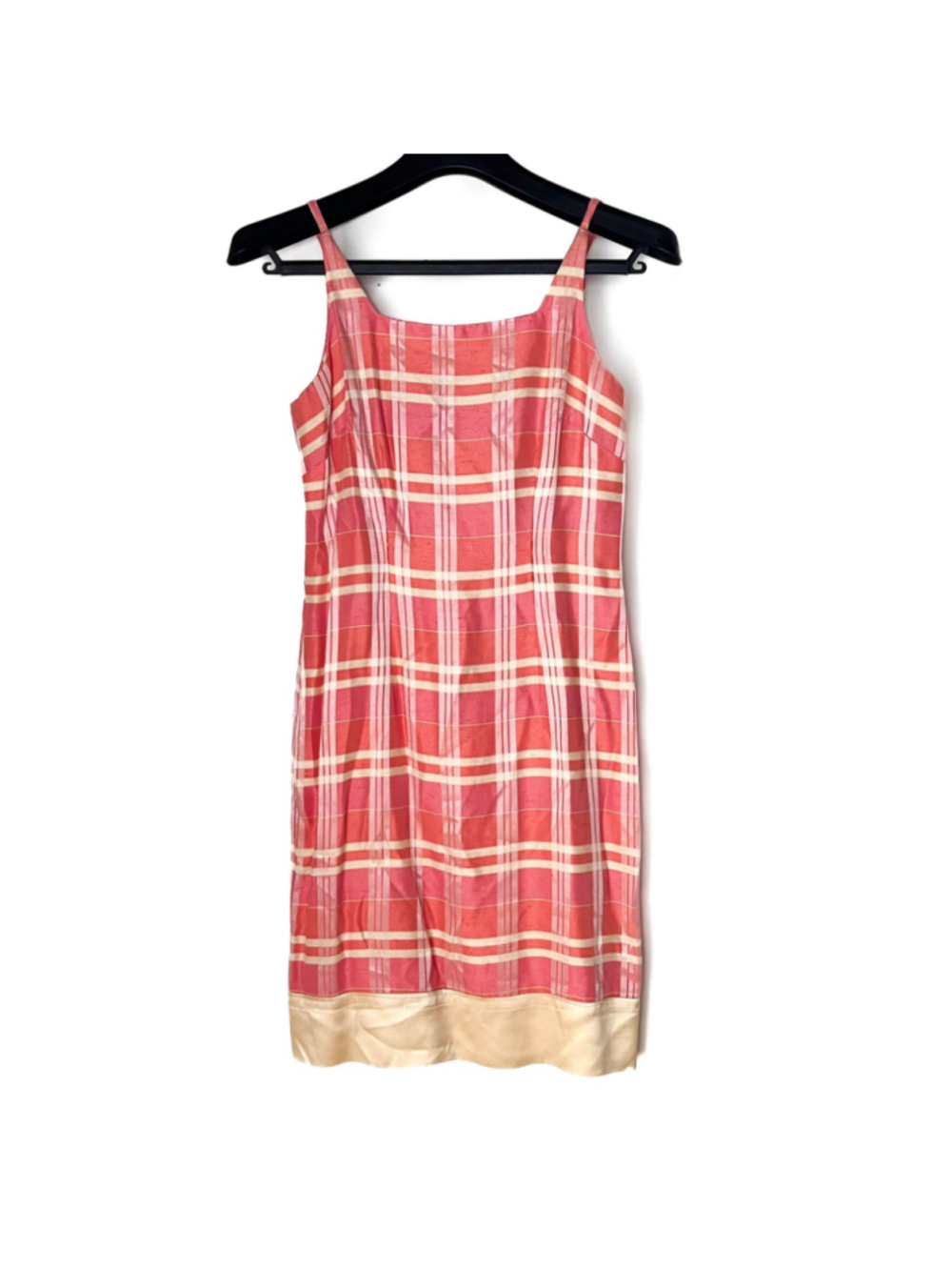 Vintage 90s Spaghetti Mini Dress Madras Plaid Y2K Sz 3/4 Preppy Coquette Twee